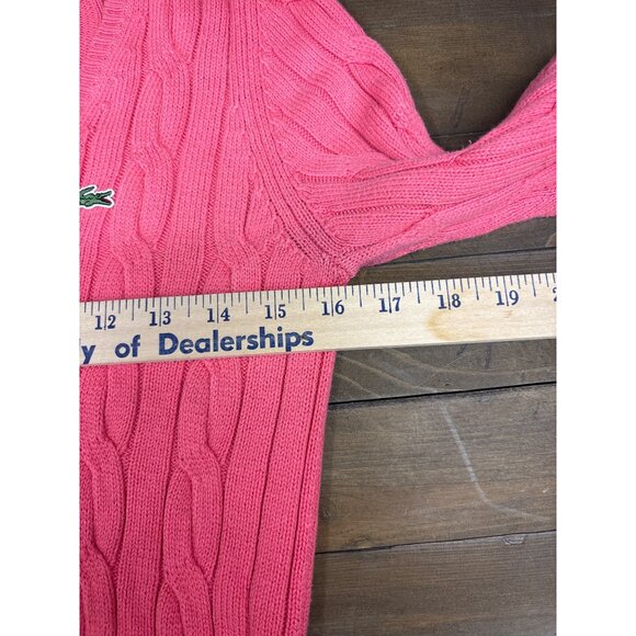 Lacoste Womens Cable Knit V-Neck Sweater Pink Size 38 US 8 - Picture 8 of 8
